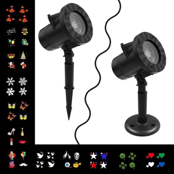 Χριστουγεννιάτικος τηλεχειριζόμενος προβολέας κήπου LED RGB με 12 σχέδια