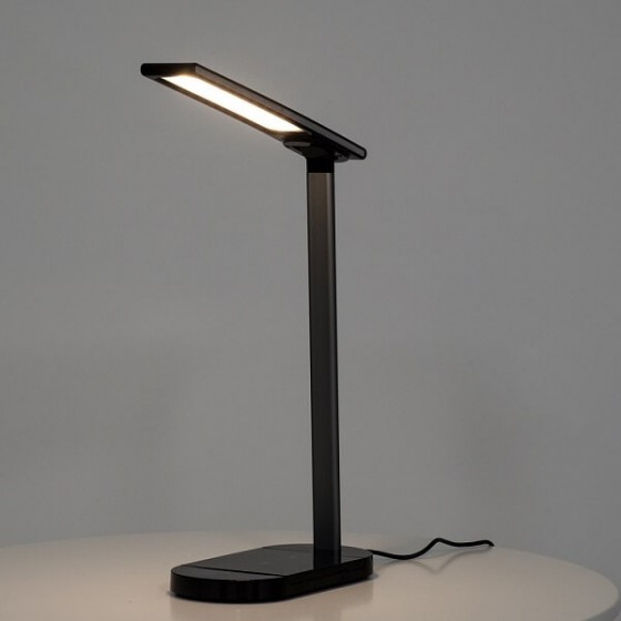 Φωτιστικό γραφείου LED CCT αφής 35cm μαύρο με USB και ασύρματο φορτιστή
