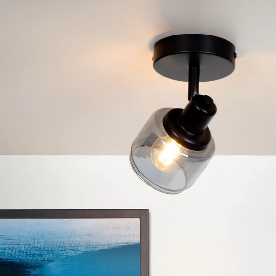 Φωτιστικό σποτ μαύρο με φιμέ γυαλί Ε14 Φ10cm