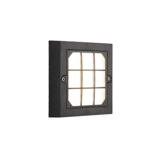 Απλίκα εξωτερικού χώρου LED CCT πλαστική με πλέγμα 14x14cm μαύρη