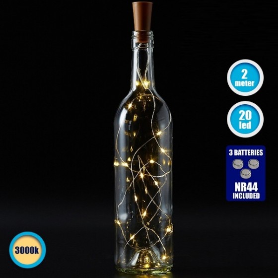 Φελλός με ενσωματωμένη γιρλάντα 2m με leds για διακόσμηση μπουκαλιού