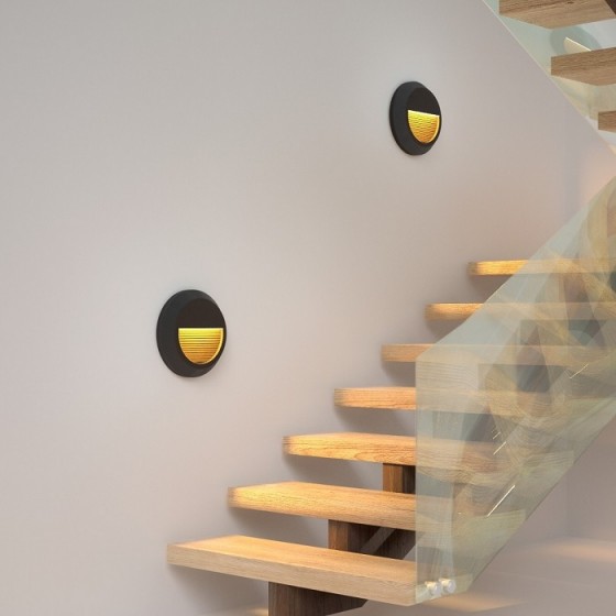 Απλίκα τοίχου λευκή με ραβδώσεις Φ15cm LED CCT πλαστική IP65