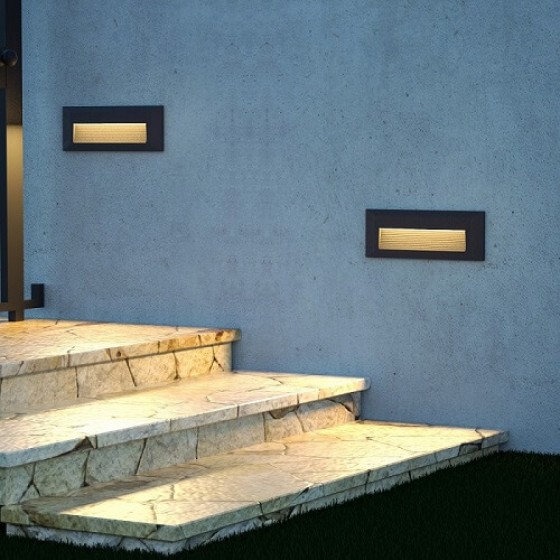 Φωτιστικό τοίχου λευκό με ραβδώσεις 22x8cm LED CCT πλαστικό IP65