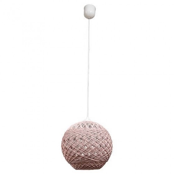 Κρεμαστό φωτιστικό μπάλα πλεκτή από σχοινί Φ40cm ροζ