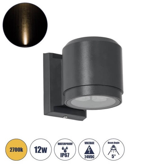 Φωτιστικό τοίχου αρχιτεκτονικού φωτισμού δέσμης 5° LED 2700K 12W 24VDC