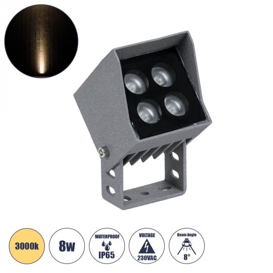 Τετράγωνο γκρι προβολάκι Wall Washer αδιάβροχο IP65 LED 3000Κ