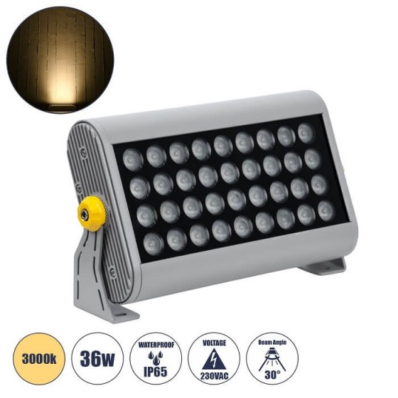 Προβολέας Wall Washer για φωτισμό κτιρίων LED 3000K 36W IP65 ορθογώνιος 30x17cm