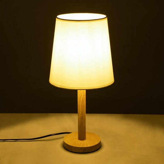 Μοντέρνο πορτατίφ μονόφωτο ξύλινο με λευκό καπέλο φ21cm