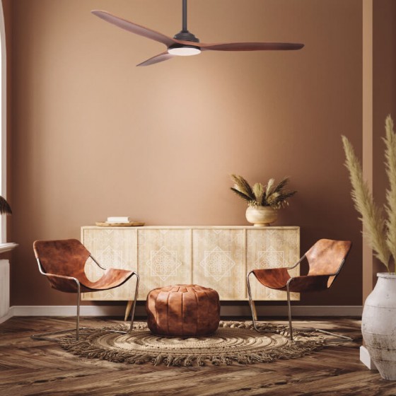 Ανεμιστήρας οροφής τηλεχειριζόμενος έξι ταχυτήτων LED CCT DIM Φ132cm μαύρο-καφέ