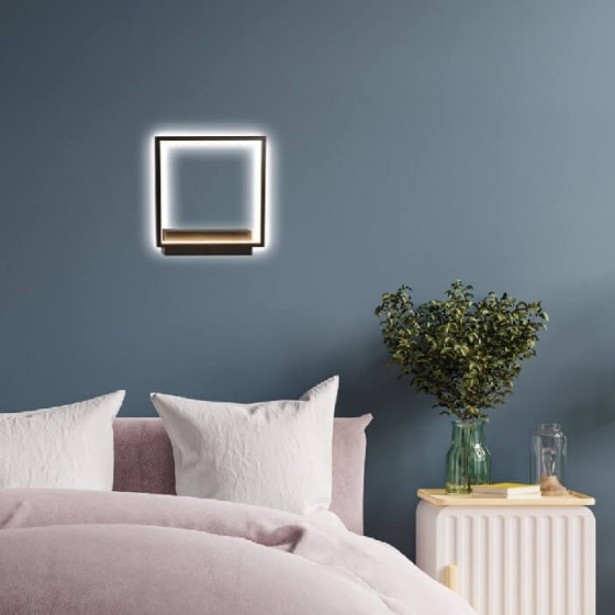 Μοντέρνο φωτιστικό τοίχου LED τετράγωνο 25x25cm μαύρο