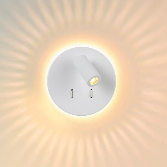 Φωτιστικό reading κρεβατοκάμαρας - ξενοδοχείου LED λευκό στρογγυλό Φ14cm με backlight