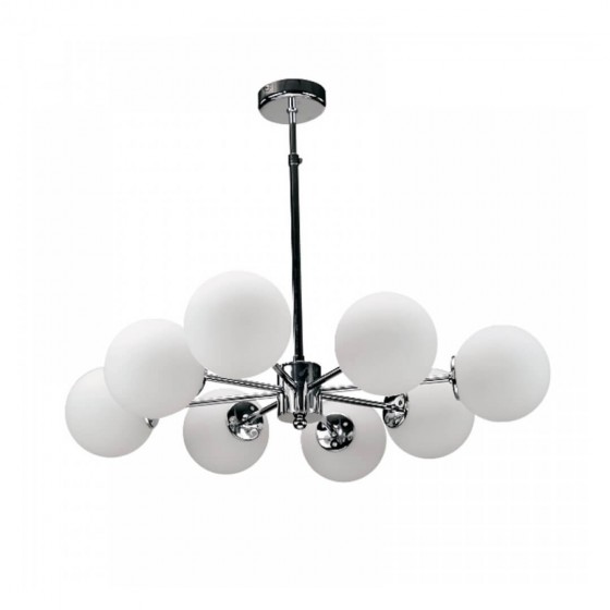 Οκτάφωτο φωτιστικό ημιοροφής χρώμιο με οπάλ μπάλες G9 Φ75cm