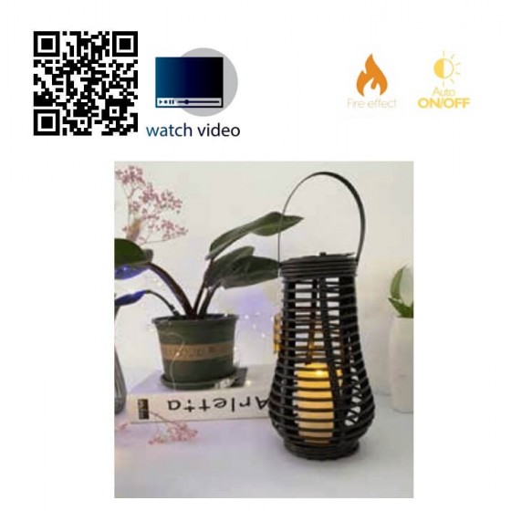 Ηλιακό φωτιστικό φαναράκι Φ17x26cm με εφέ φλόγας κεριού 