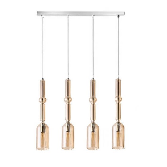 Ράγα τετράφωτη 85cm με γυάλινα φωτιστικά Φ8x47cm μελί