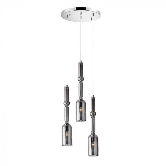 Ροζέτα τρίφωτη Φ30cm με γυάλινα φωτιστικά Φ8x47cm φιμέ