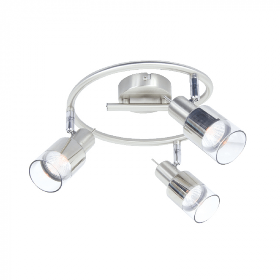 Τρίφωτο φωτιστικό οροφής ροζέτα 40x32cm νίκελ με γυαλί στα σποτ