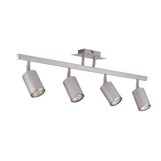 Τετράφωτο φωτιστικό ράγα νίκελ 70cm με σποτ σπαστά Φ6cm GU10