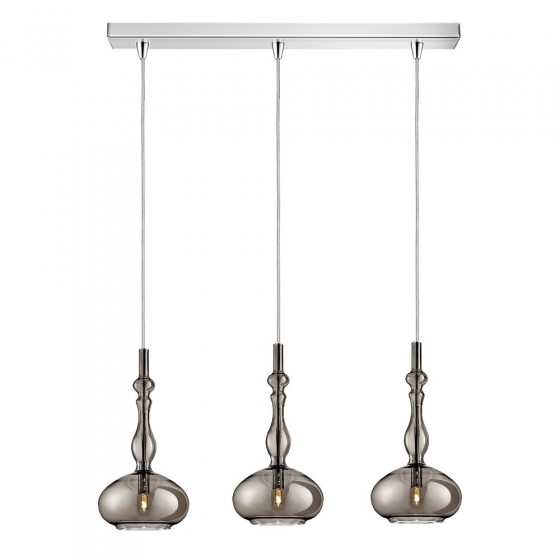 Ράγα τρίφωτη 70cm με γυάλινα φωτιστικά Φ16x34cm μελί