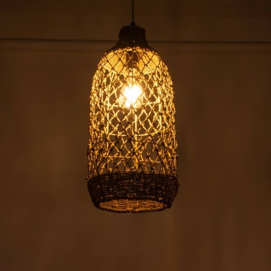 Κρεμαστό φωτιστικό καλάθι από υλικό seagrass Φ23xΥ50cm 