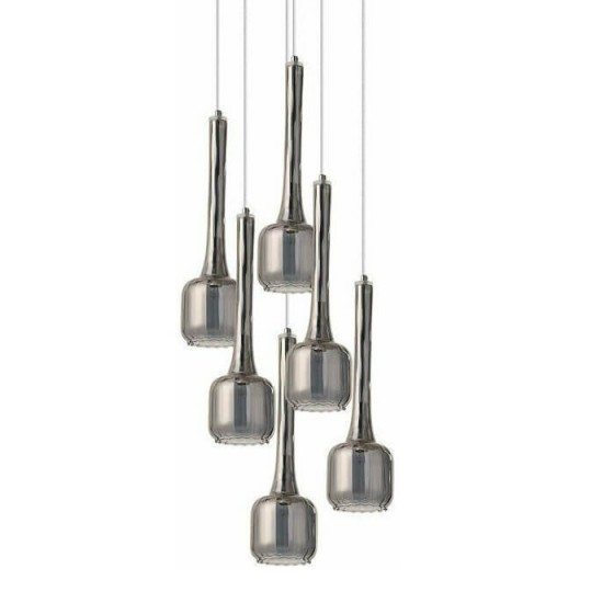 Ροζέτα εξάφωτη Φ40cm με γυάλινα φωτιστικά Φ11x38cm φιμέ