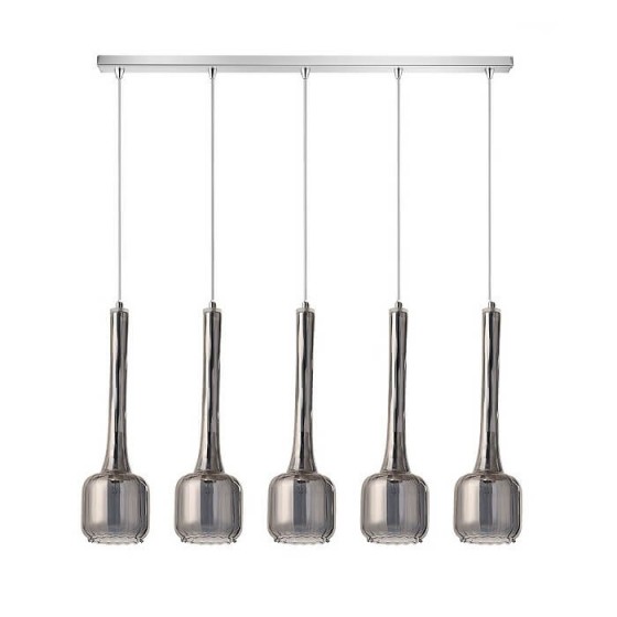 Ράγα πεντάφωτη 100cm με γυάλινα φωτιστικά Φ11x38cm μελί