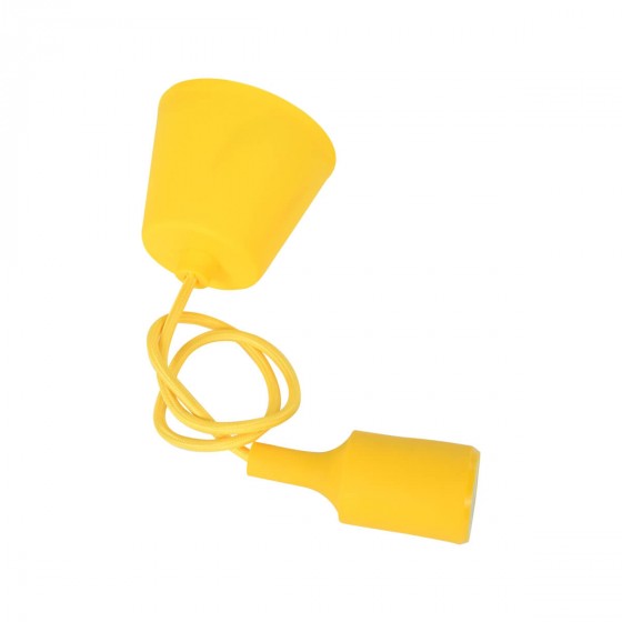 Κρεμαστό φωτιστικό τύπου ανάρτηση σε κίτρινο χρώμα 110cm ύφασμα-σιλικόνη