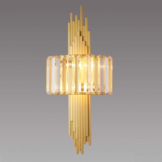 Φωτιστικό τοίχου κλασικό χρυσαφί με κρύσταλλα 24x60cm 