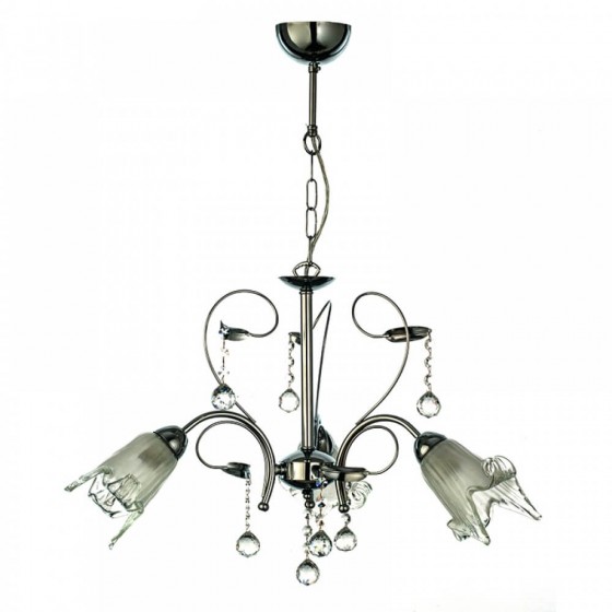 Κλασσικό κρεμαστό φωτιστικό Φ60cm τρίφωτο με γυάλινα λουλούδια