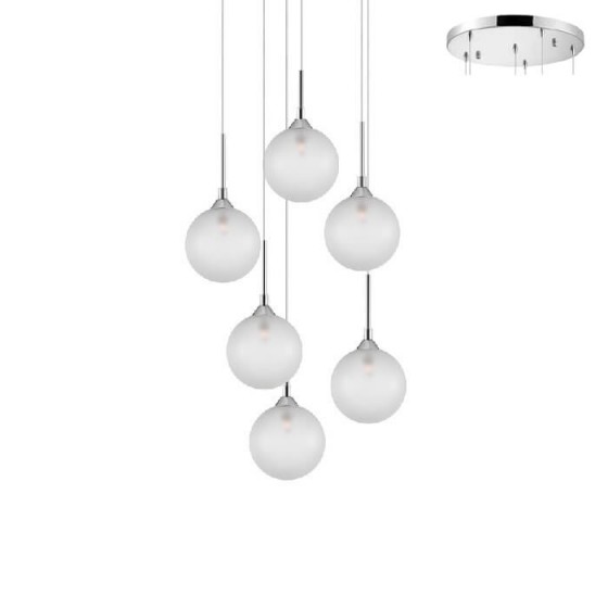 Εξάφωτη ροζέτα Φ40cm χρυσαφί με Frost γλόμπους Φ12cm