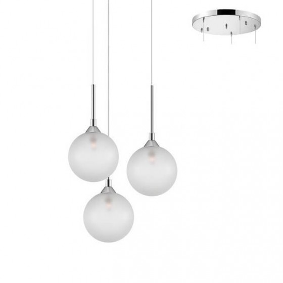 Τρίφωτη ροζέτα Φ30cm ασημί με Frost γλόμπους Φ12cm