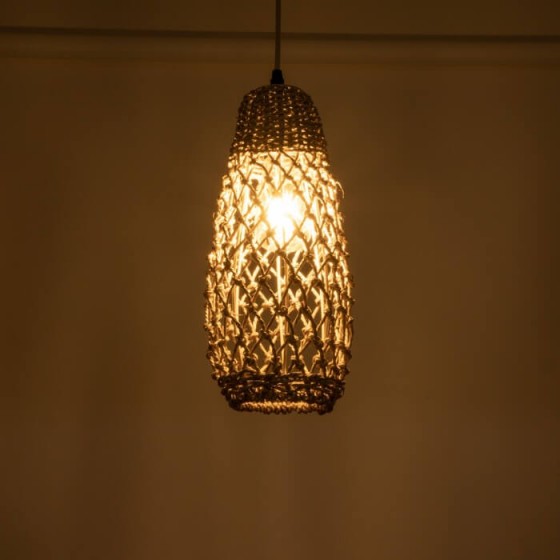 Κρεμαστό φωτιστικό καλάθι από υλικό seagrass Φ15xΥ35cm