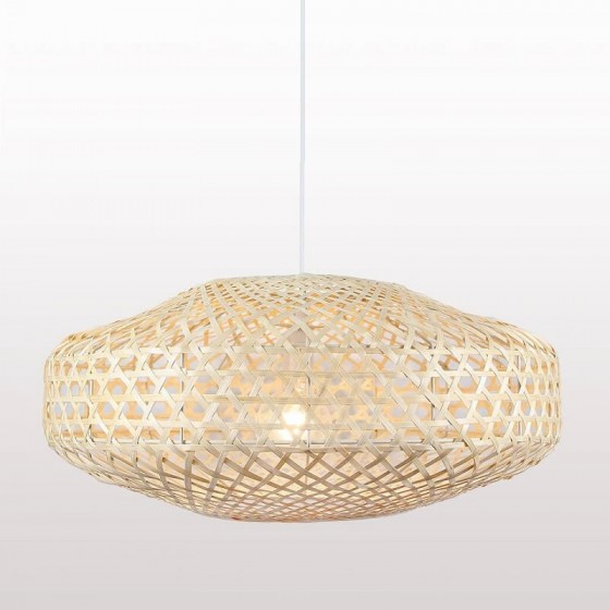 Κρεμαστό φωτιστικό καλάθι από μπαμπού Φ61x28cm