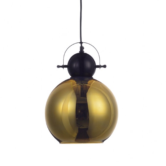 Κρεμαστό φωτιστικό γυάλινη μπρονζέ μπάλα Φ25cm με μαύρη λεπτομέρεια