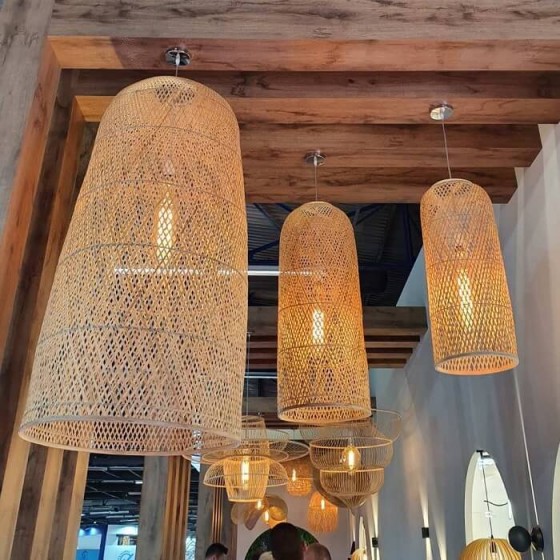 Πλεκτό κρεμαστό φωτιστικό μπαμπού Φ60x120cm