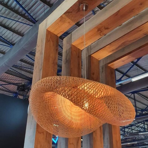 Κρεμαστό φωτιστικό απο μπαμπού 76x56x22cm μπέζ φυσικό