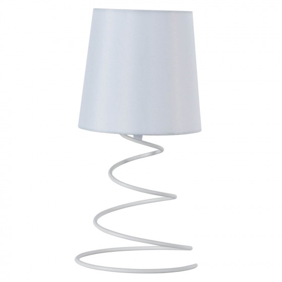 Φωτιστικό πορτατίφ 33cm με βάση ελατήριο και αμπαζούρ Ε14 λευκό