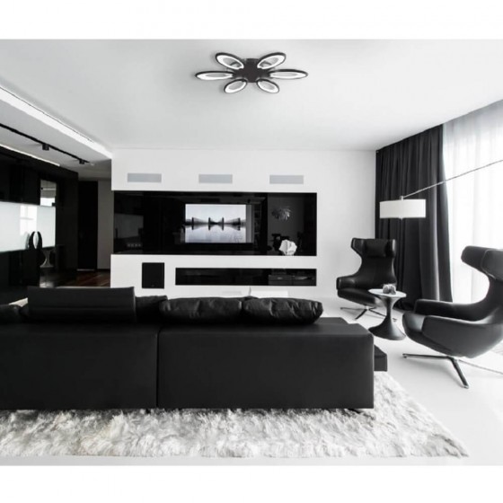 Μαύρο φωτιστικό οροφής μαργαρίτα Φ65cm LED CCT Dim