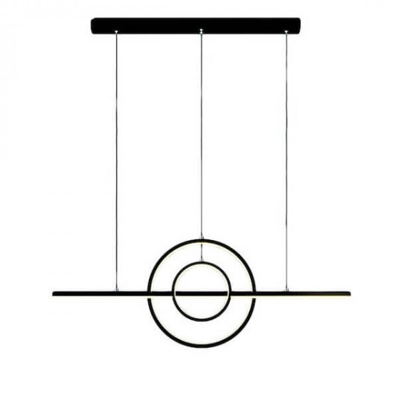 Κρεμαστό φωτιστικό ράγα 60cm μαύρο LED με δύο δαχτυλίδια max Φ21cm