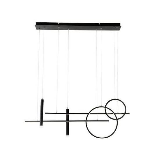 Κρεμαστό φωτιστικό μαύρο LED  με δύο άξονες max 100cm και δύο δαχτυλίδια
