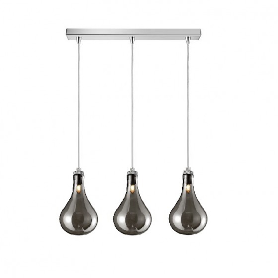 Τρίφωτο κρεμαστό φωτιστικό ράγα 70cm με φιμέ γυαλιά