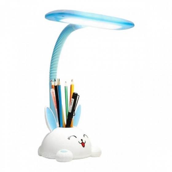 Φωτιστικό γραφείου παιδικό με μολυβοθήκη LED CCT λαγουδάκι γαλάζιο-λευκό