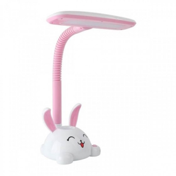 Φωτιστικό γραφείου παιδικό με μολυβοθήκη LED CCT λαγουδάκι ροζ-λευκό