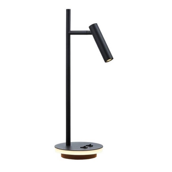 Φωτιστικό γραφείου μαύρο LED με έμμεσο φωτισμό στη βάση 45cm