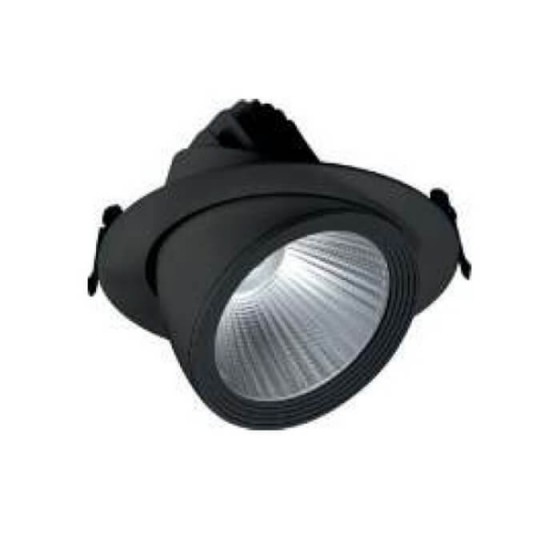 Μαύρο σποτ χωνευτό στρογγυλό κινητό LED 19W 6500K Φ180mm