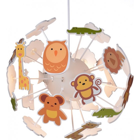 Τετράφωτο παιδικό φωτιστικό κρεμαστό με ζώα Ø35cm