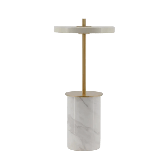 Επαναφορτιζόμενο πορτατίφ με μαρμάρινη βάση και πλακέ κεφαλή LED 26cm λευκό