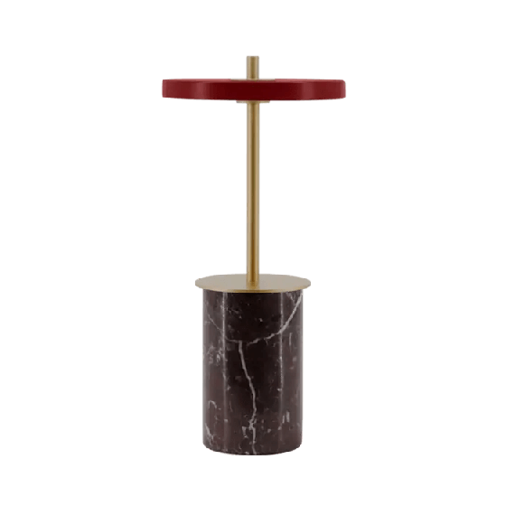 Επαναφορτιζόμενο πορτατίφ με μαρμάρινη βάση και πλακέ κεφαλή LED 26cm κόκκινο