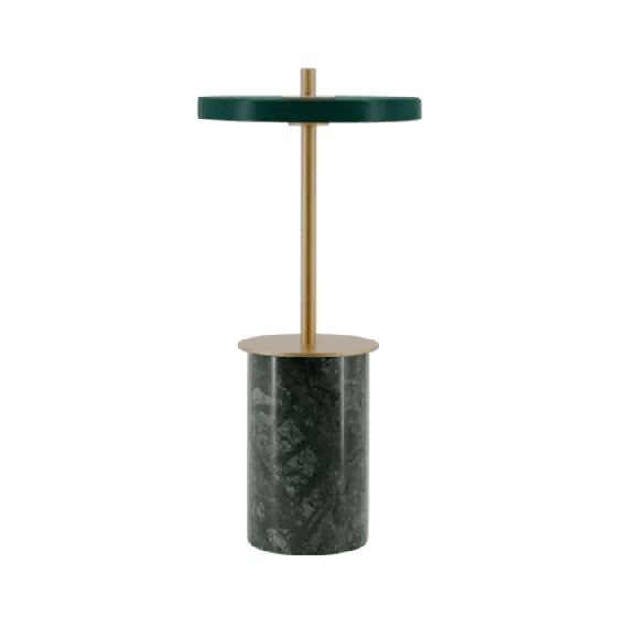 Επαναφορτιζόμενο πορτατίφ με μαρμάρινη βάση και πλακέ κεφαλή LED 26cm πράσινο