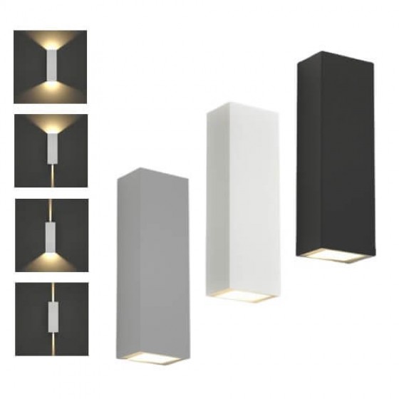 Πλαστική μίνι απλίκα 4x4x12cm IP65 LED Up&Down λευκό