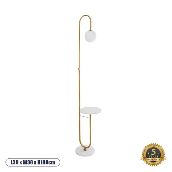 Μοντέρνο επιδαπέδιο φωτιστικό χρυσό με επιπλάκι - 30x38x180cm